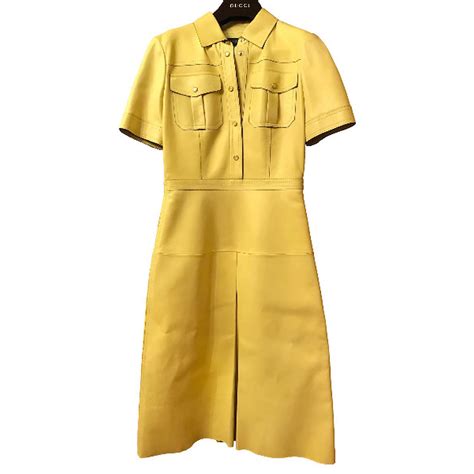 gucci leather dress yellow|Gucci coat price.